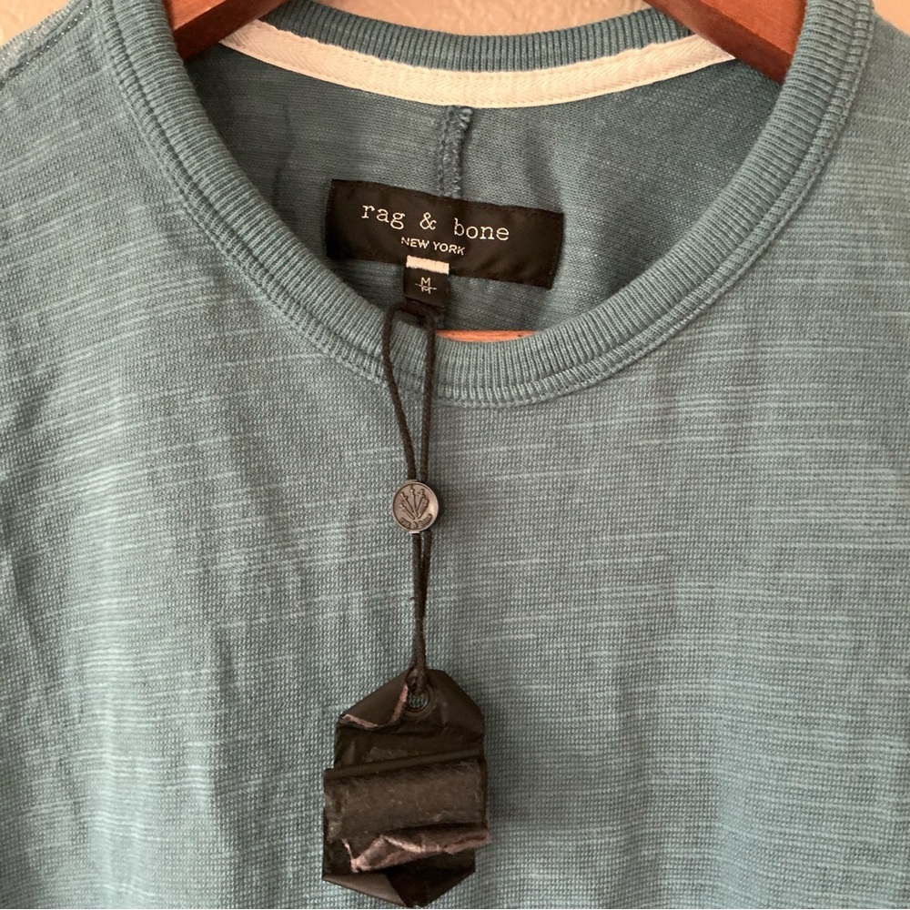 Rag & Bone NWT Long Sleeve Crewneck T-Shirt Size Medium Blue casual - Picture 8 of 8